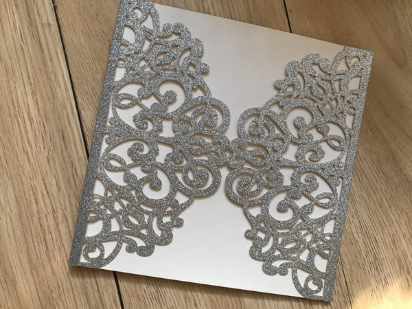 50pcs Glitter Gold Laser Cut Wedding Cards,Wedding Invitation Covers,Baby Shower Baptism Invitations - Kdecoration