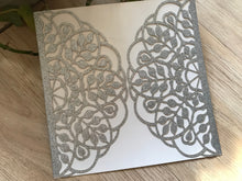 50pcs Glitter Silver Wedding Invitations,Laser Cut Invitations Cards,Laser Cut Wedding Cards,invites - Kdecoration