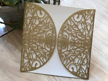 50pcs Glitter Gold Laser Cut invitation,Laser cut Wedding Cards,Engagement Invitations - Kdecoration