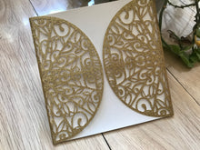 50pcs Glitter Gold Laser Cut invitation,Laser cut Wedding Cards,Engagement Invitations - Kdecoration