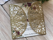 50pcs Glitter Gold Laser Cut invitation,Laser cut Wedding Cards,Engagement Invitations - Kdecoration