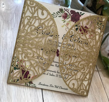 50pcs Glitter Gold Laser Cut invitation,Laser cut Wedding Cards,Engagement Invitations - Kdecoration