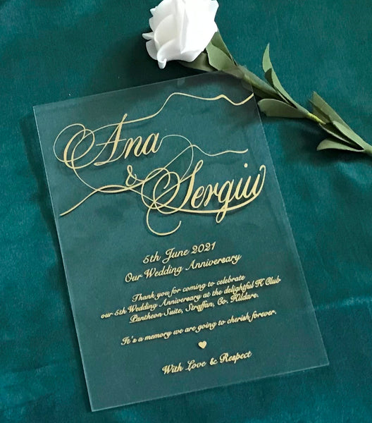 Foiled Gold Acrylic wedding Invitations,Custom 30pcs Acrylic Invite,Acrylic invitation - Kdecoration