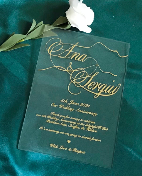 Foiled Gold Acrylic wedding Invitations,Custom 30pcs Acrylic Invite,Acrylic invitation - Kdecoration