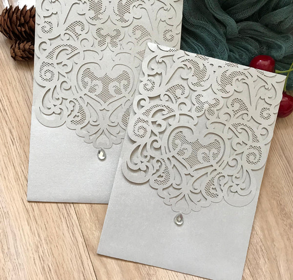 50pcs pearl Pocket Laser Cut Wedding Cards with buckle,Pocket laser cut Invitations Cards,engagement invitation card,custom pocket laser cut invitations cards,invite - Kdecoration