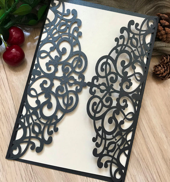 50pcs Laser Cut Wedding Invitations cards.Floral Engagement Invitations Cards,Colorful Invite