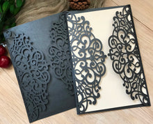 50pcs Pearl Black laser cut wedding invitations cards,custom laser cut invite cards,Elegant Engagement Invitations Card,birthday Invitation Cards - Kdecoration