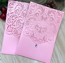 50pcs pearl pink pocket baby shower invitations cards,sweet 16th birthday invitation cards - Kdecoration