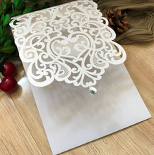 50pcs pearl white pocket Laser Cut wedding invite cards with buckle,Pocket birthday invitation cards - Kdecoration