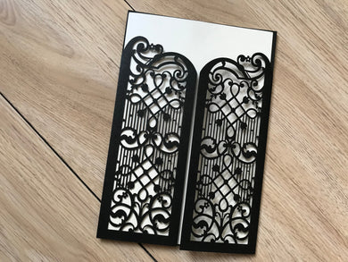 50pcs Black Gate Menu Cards,Invitation Cover,Laser Cut Wedding Invitations,Laser Cut Wedding Cards - Kdecoration