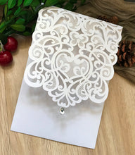 50pcs pearl white pocket Laser Cut wedding invite cards with buckle,Pocket birthday invitation cards - Kdecoration