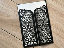 50pcs Black Gate Menu Cards,Invitation Cover,Laser Cut Wedding Invitations,Laser Cut Wedding Cards - Kdecoration