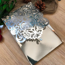 50pcs metallic silver pocket style wedding invite covers,laser cut wedding invitations cards - Kdecoration