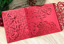 50pcs pearl red 4 flaps laser cut invitations cards,laser cut invite cards,customize - Kdecoration