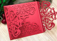 50pcs pearl red 4 flaps laser cut invitations cards,laser cut invite cards,customize - Kdecoration