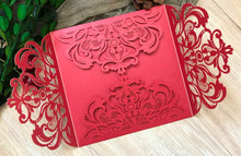 50pcs pearl red 4 flaps laser cut invitations cards,laser cut invite cards,customize - Kdecoration