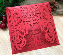 50pcs pearl red 4 flaps laser cut invitations cards,laser cut invite cards,customize - Kdecoration