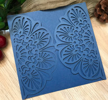 50pcs Pearl Navy Blue laser cut invitations cards,customize laser cut wedding invitations - Kdecoration