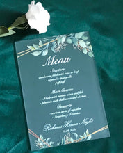 Green Leaf 10pcs Acrylic Wedding Invitations,Acrylic Invitation,Acrylic Menu