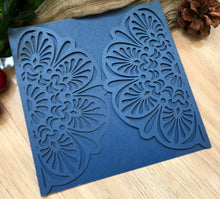 50pcs Pearl Navy Blue laser cut invitations cards,customize laser cut wedding invitations - Kdecoration