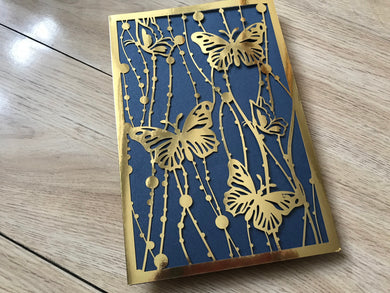 50pcs Metallic Paper Gold butterfly Laser Cut Invitations,Invitations Cards,baptism invitations - Kdecoration