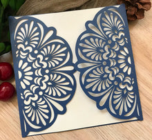 50pcs Pearl Navy Blue laser cut invitations cards,customize laser cut wedding invitations - Kdecoration