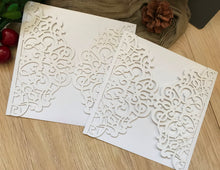 50pcs Pearl white laser cut invitations,bridal shower invitations,wedding invitations cards - Kdecoration