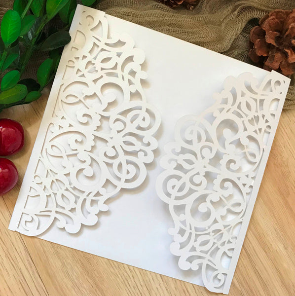 50pcs Pearl white laser cut invitations,bridal shower invitations,wedding invitations cards - Kdecoration