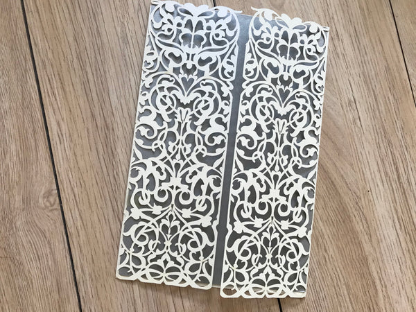 50pcs Pearl Cream Laser Cut Wedding Invitations,Laser Cut Invitation Cards,Bridal Shower Invitations - Kdecoration