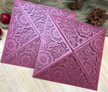 50pcs Pearl burgundy red laser cut wedding invitations cards,custom laser cut invitations - Kdecoration