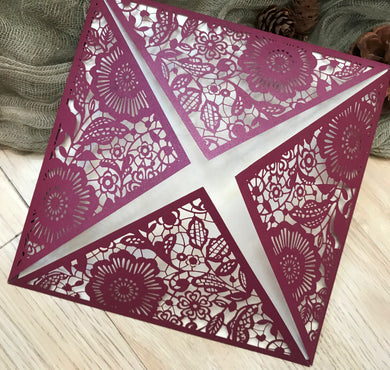 50pcs Pearl burgundy red laser cut wedding invitations cards,custom laser cut invitations - Kdecoration