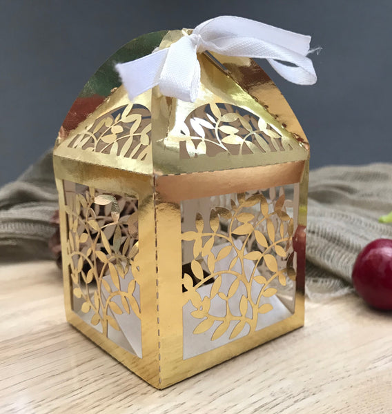 100pcs leaf small gift packaging boxes,laser cut wedding gift boxes,wedding favor boxes for table decorations - Kdecoration