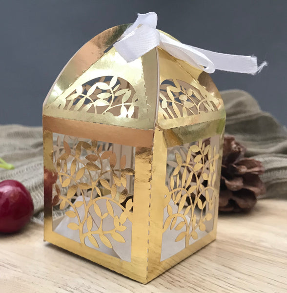 100pcs leaf small gift packaging boxes,laser cut wedding gift boxes,wedding favor boxes for table decorations - Kdecoration