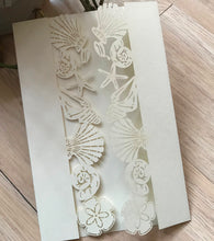 50pcs Pearl Cream Seashell laser cut wedding invitations cards,beach wedding invitations - Kdecoration