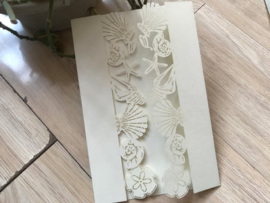 50pcs Pearl Cream Seashell Laser Cut Invitations cards,custom Laser Cut wedding invite cards,engagement invitation cards,bridal shower invitations,laser cut invite cards - Kdecoration