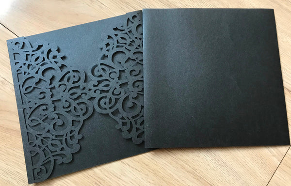 50pcs black elegant laser cut wedding invitations,customize laser cut invite cards - Kdecoration