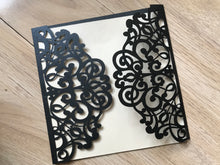 50pcs Pearl black Laser Cut Wedding Cards,Sweet 90th birthday invitations covers - Kdecoration