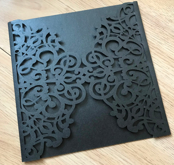 50pcs black elegant laser cut wedding invitations,customize laser cut invite cards - Kdecoration