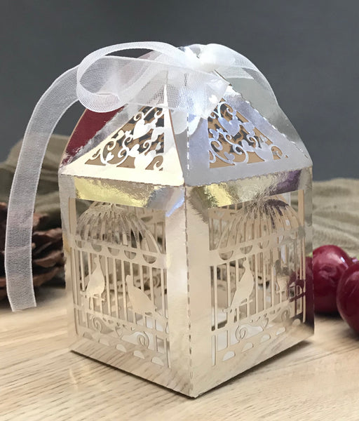 100pcs Love bird Laser Cut wedding gift boxes with ribbon,wedding favor boxes,candy,chocolate boxes - Kdecoration