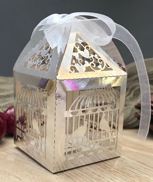 100pcs Love bird Laser Cut wedding gift boxes with ribbon,wedding favor boxes,candy,chocolate boxes - Kdecoration