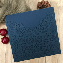 50pcs dark navy blue laser cut invitation covers,Pocket Bridal Shower Invitations cards - Kdecoration