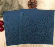 50pcs dark navy blue laser cut invitation covers,Pocket Bridal Shower Invitations cards,pocket laser cut wedding invite cards,custom invitation cards - Kdecoration