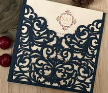 50pcs dark navy blue laser cut invitation covers,Pocket Bridal Shower Invitations cards - Kdecoration