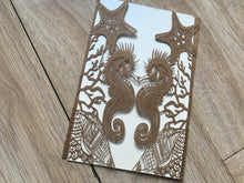 50pcs Kraft Paper Brown Seahorse Laser Cut Wedding Cards,laser cut wedding invitations - Kdecoration