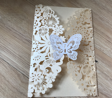 50pieces Butterfly Pearl Ivory Baby Shower Invitations,Laser Cut Wedding Cards,Baptism Invitations - Kdecoration