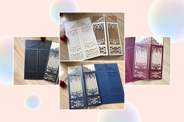 50pcs Pearl Black Wedding Invitations,personalised wedding Invitation Cards,Laser Cut Wedding Cards,Invite Cards,Bridal Shower Invitaitons - Kdecoration