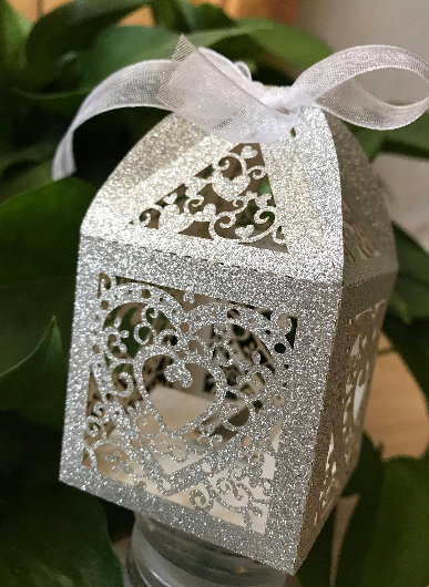 100pcs Glitter Silver Heart Laser Cut Wedding gift boxes,wedding favor boxes,Small Gift Candy Boxes - Kdecoration