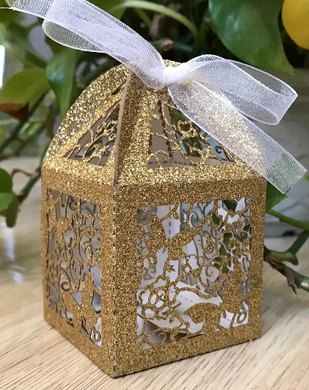 100pcs Glitter Paper Gold Butterfly Laser Cut Candy Box with ribbon,Wedding Gift Boxes,Birthday Gift Packaging Boxes,Chocolate Boxes,Candy Boxes - Kdecoration