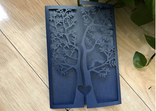 50pcs Pearl Navy Blue Tree Laser Cut Wedding Invitations,Engagement Invitations - Kdecoration