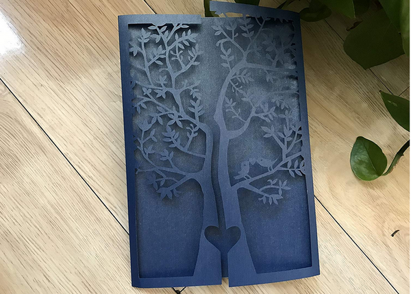 50pcs custom pearl paper Tree Laser Cut Wedding Cards,laser cut Invitations Cards - Kdecoration